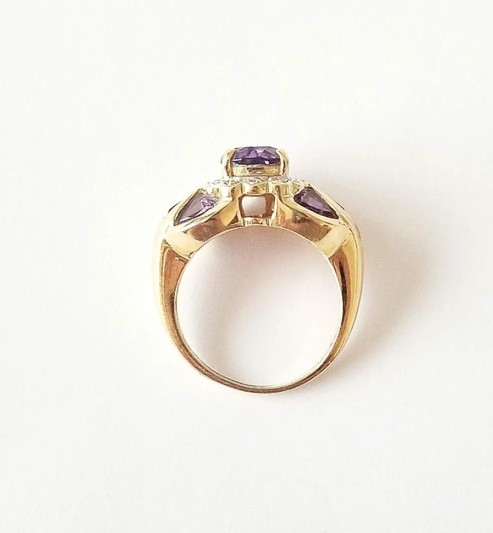 Bague or jaune améthystes