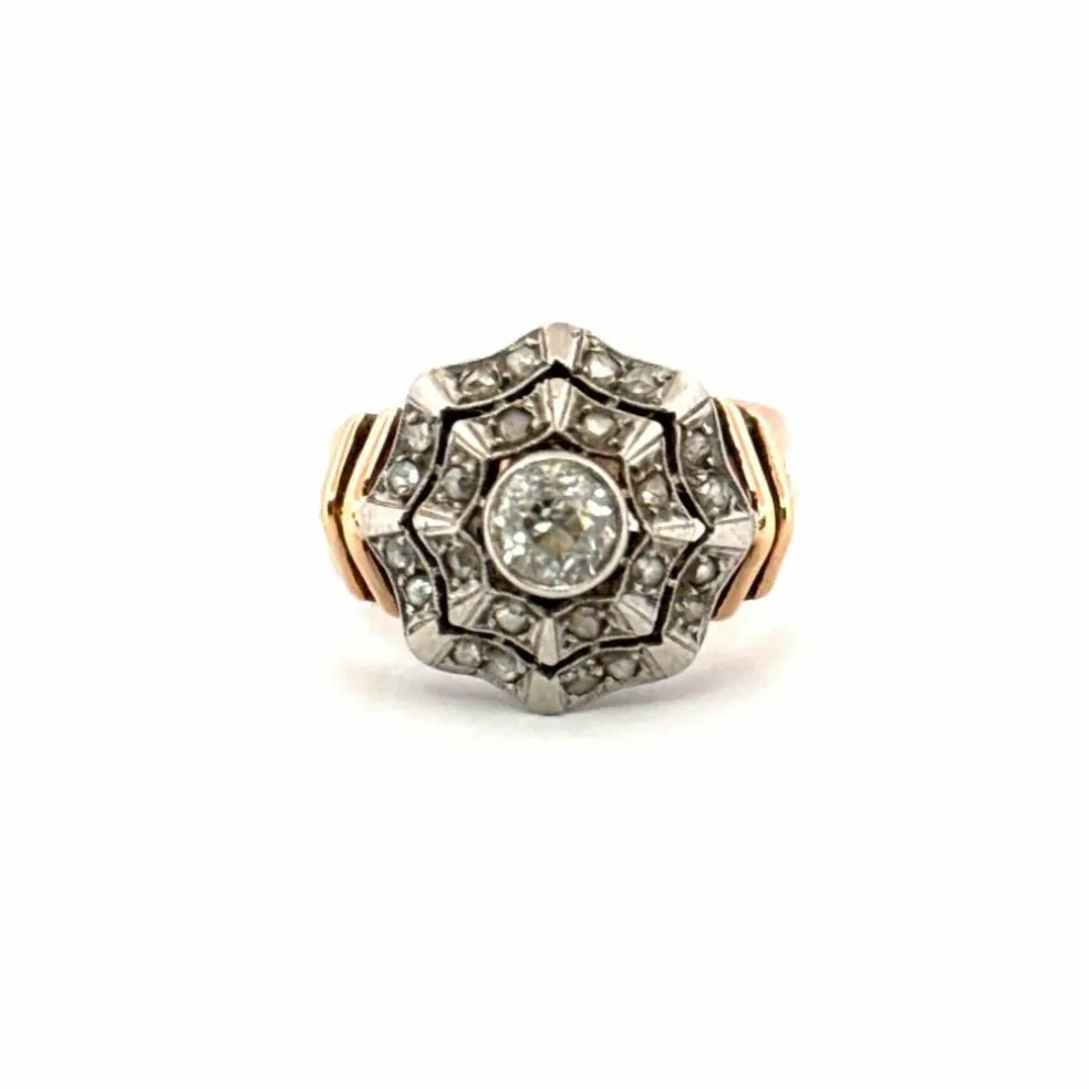 Bague Or Jaune Art Déco Diamants