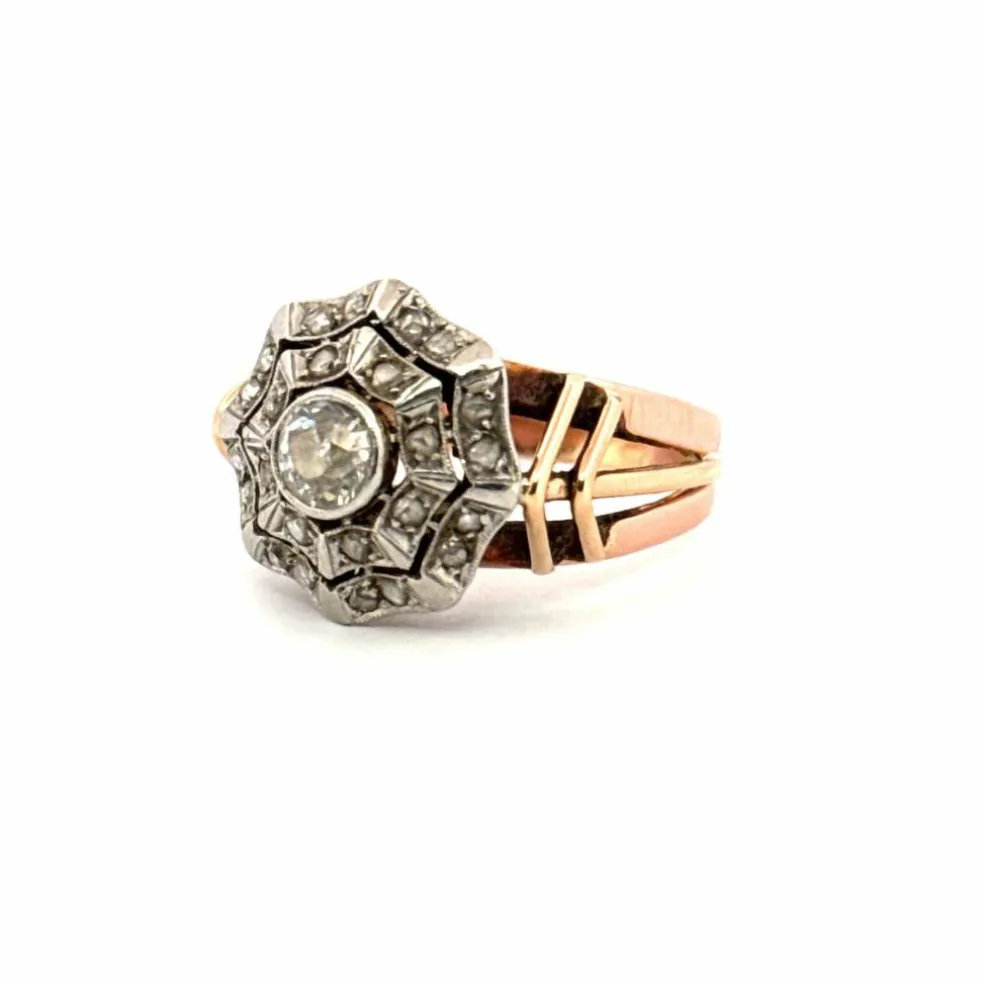 Bague Or Jaune Art Déco Diamants
