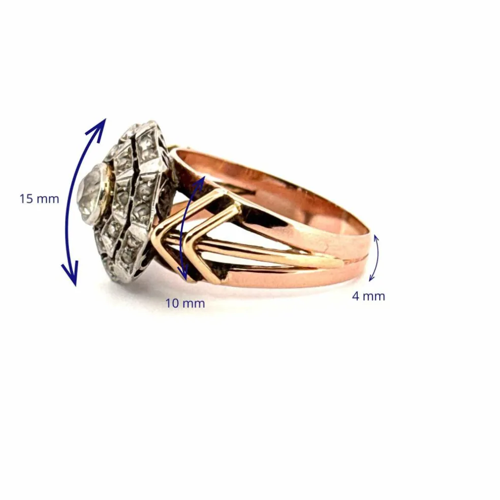 Bague Or Jaune Art Déco Diamants