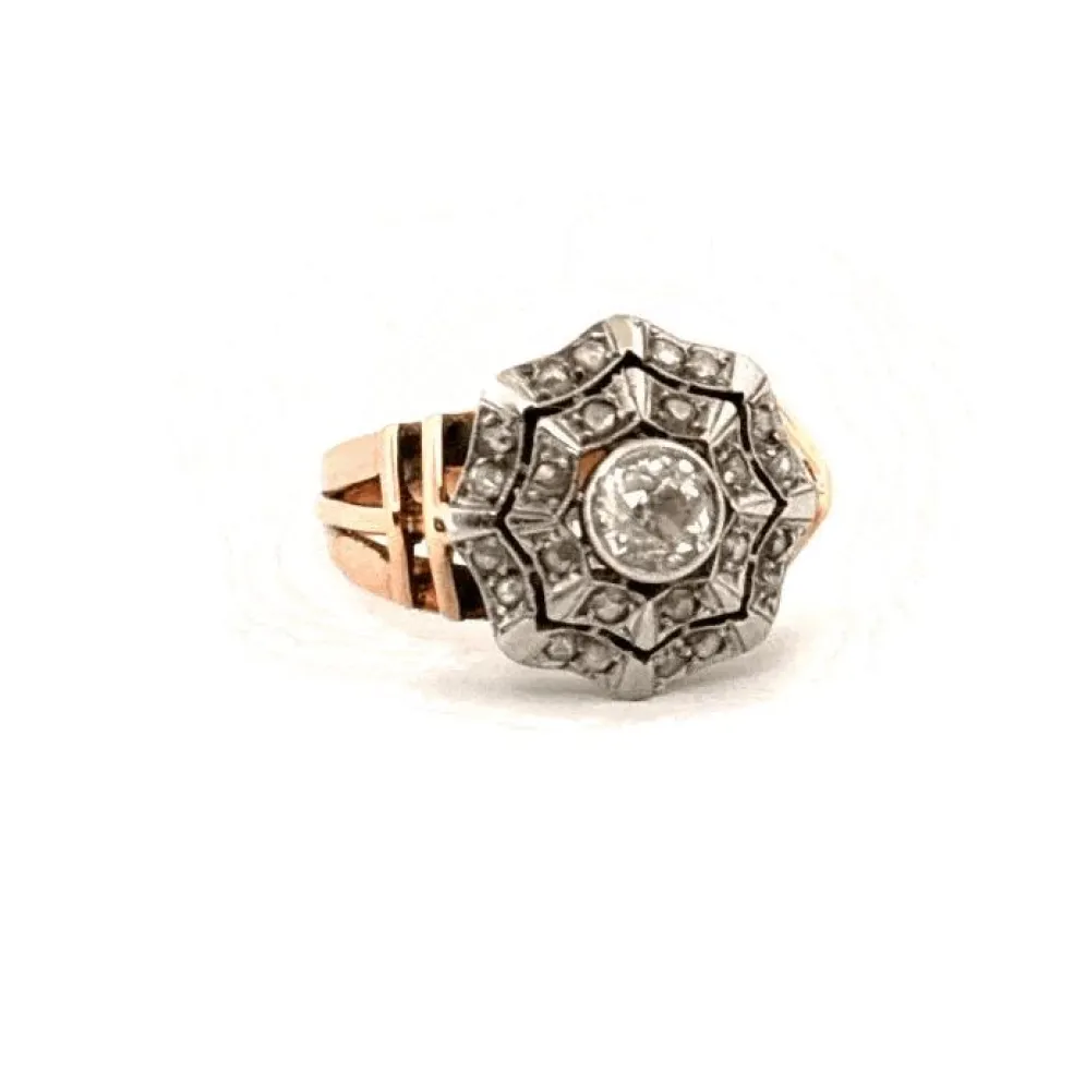 Bague Or Jaune Art Déco Diamants