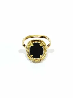 Bague Or jaune avec camée bleu