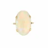 Bague Or Jaune Cabochon d'Opale Blanche