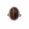 Bague or jaune cabochon œil-de-tigre