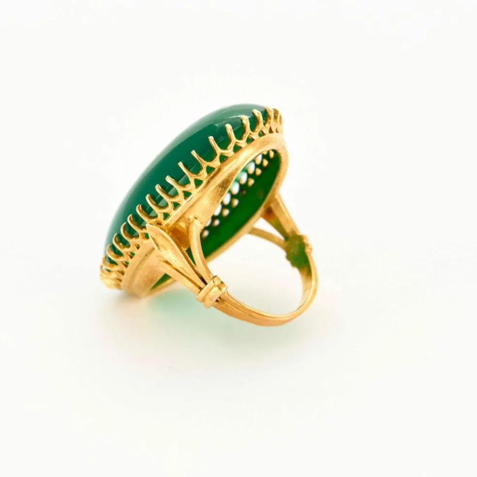 Bague or jaune chrysopase