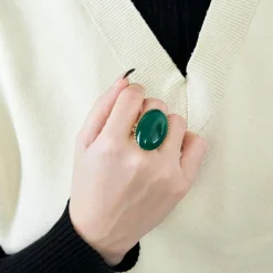 Bague or jaune chrysopase
