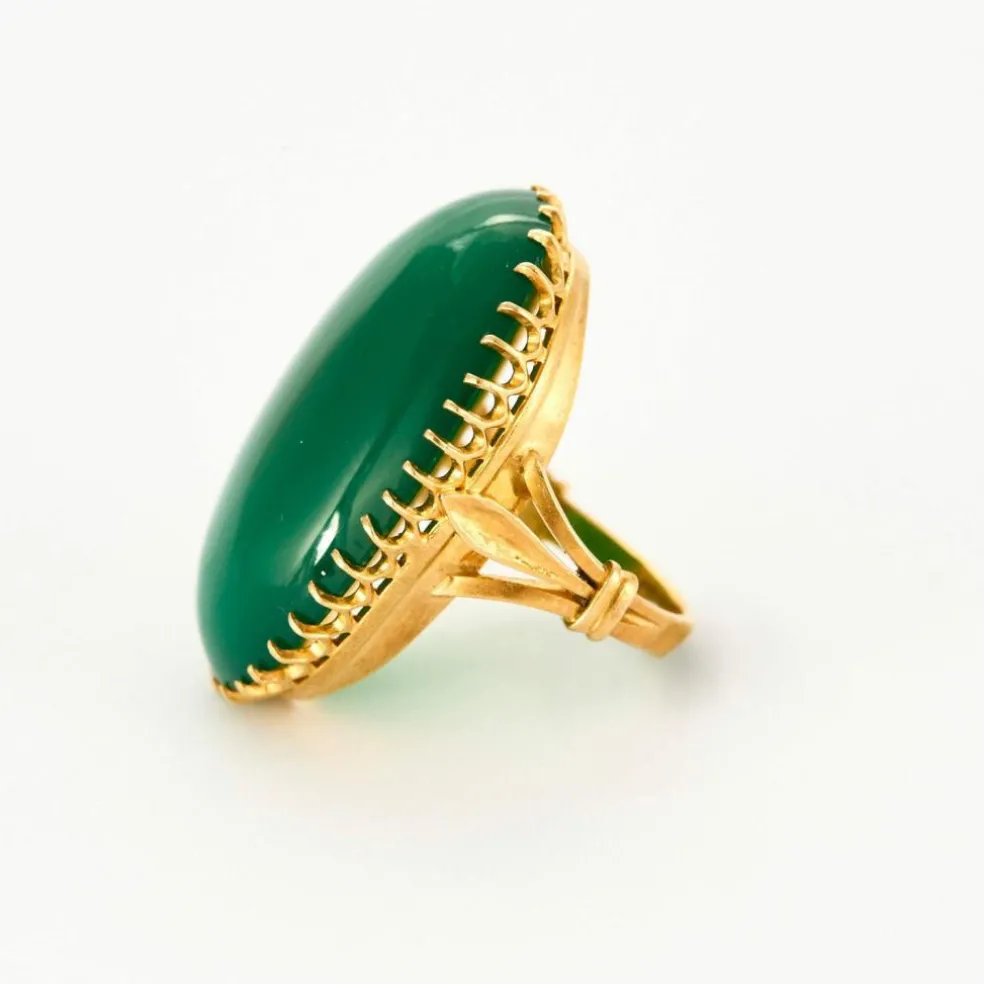 Bague or jaune chrysopase