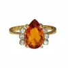 Bague or jaune citrine et diamants