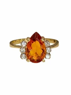 Bague or jaune citrine et diamants