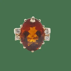 Bague or jaune citrine et diamants