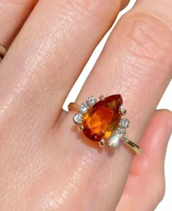 Bague or jaune citrine et diamants