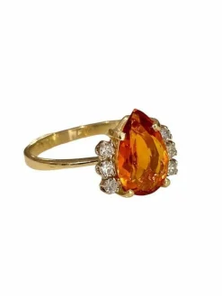 Bague or jaune citrine et diamants