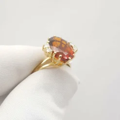 Bague or jaune citrine et diamants