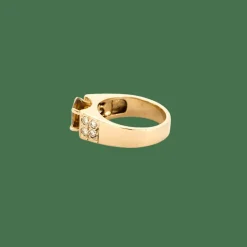 BAGUE OR JAUNE, CITRINE ET DIAMANTS.