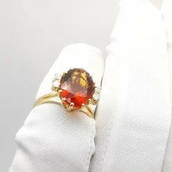 Bague or jaune citrine et diamants