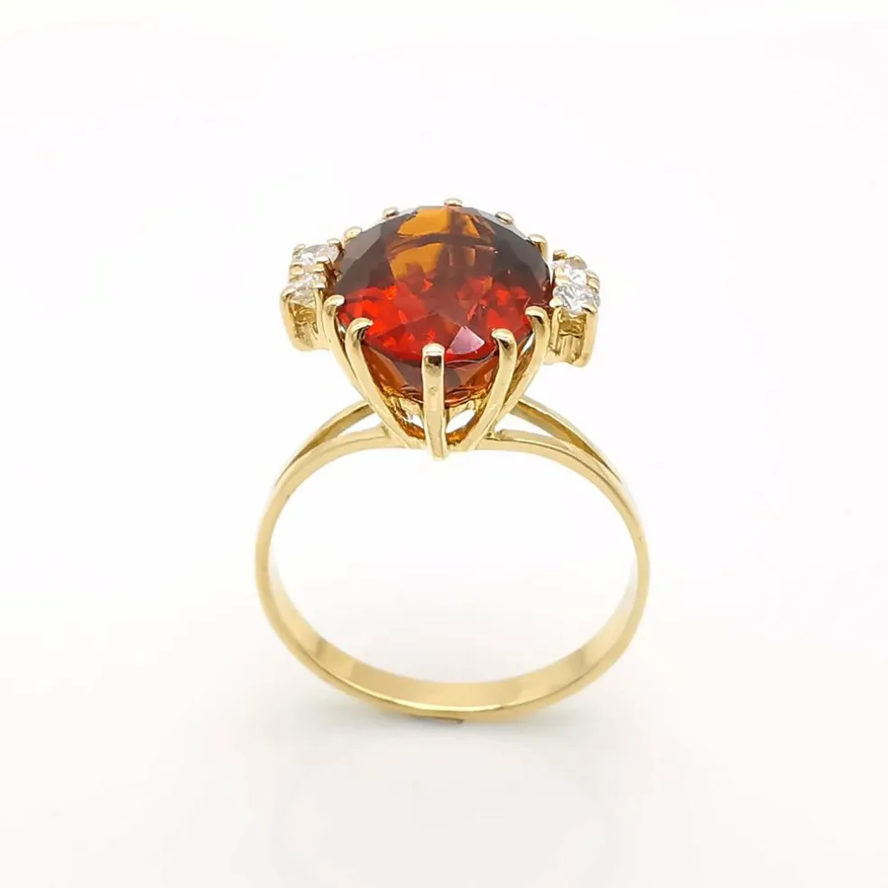 Bague or jaune citrine et diamants