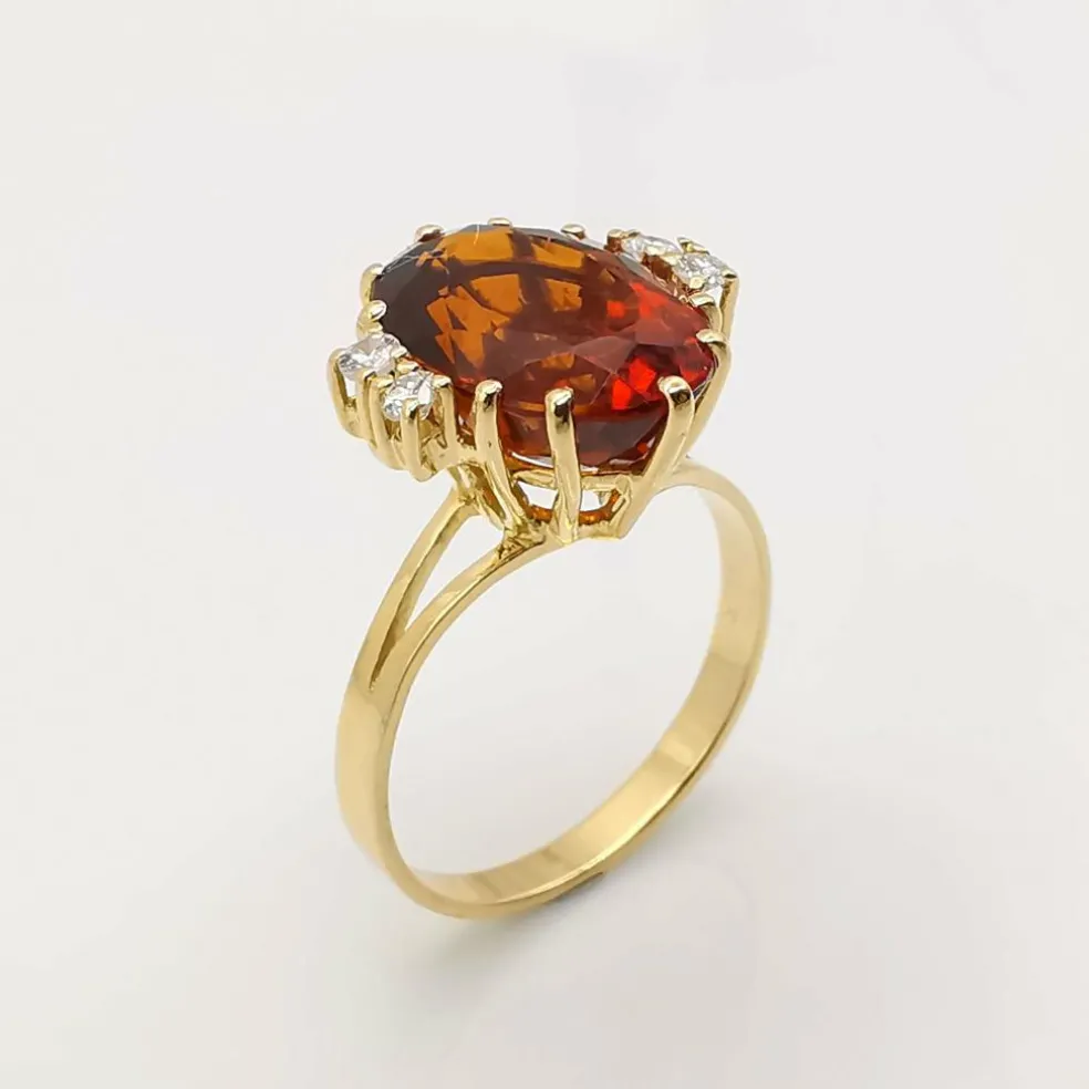 Bague or jaune citrine et diamants