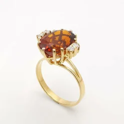 Bague or jaune citrine et diamants