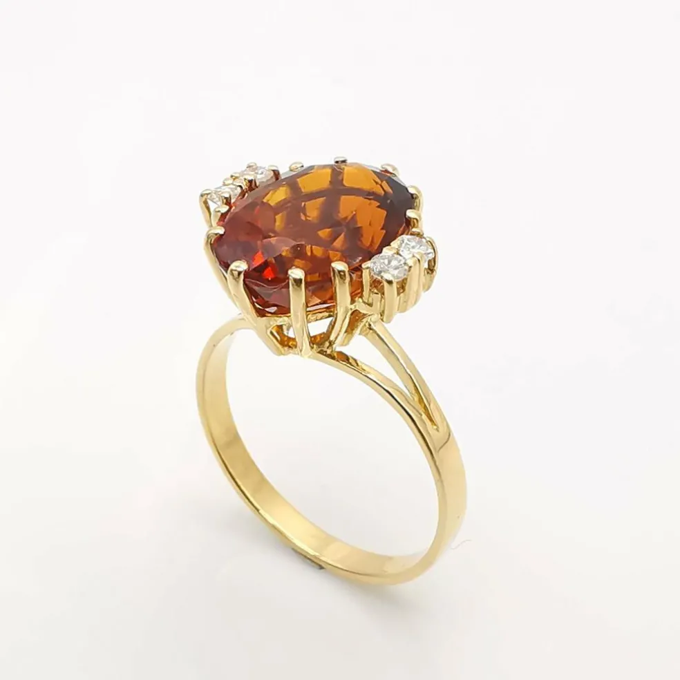 Bague or jaune citrine et diamants