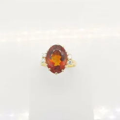 Bague or jaune citrine et diamants