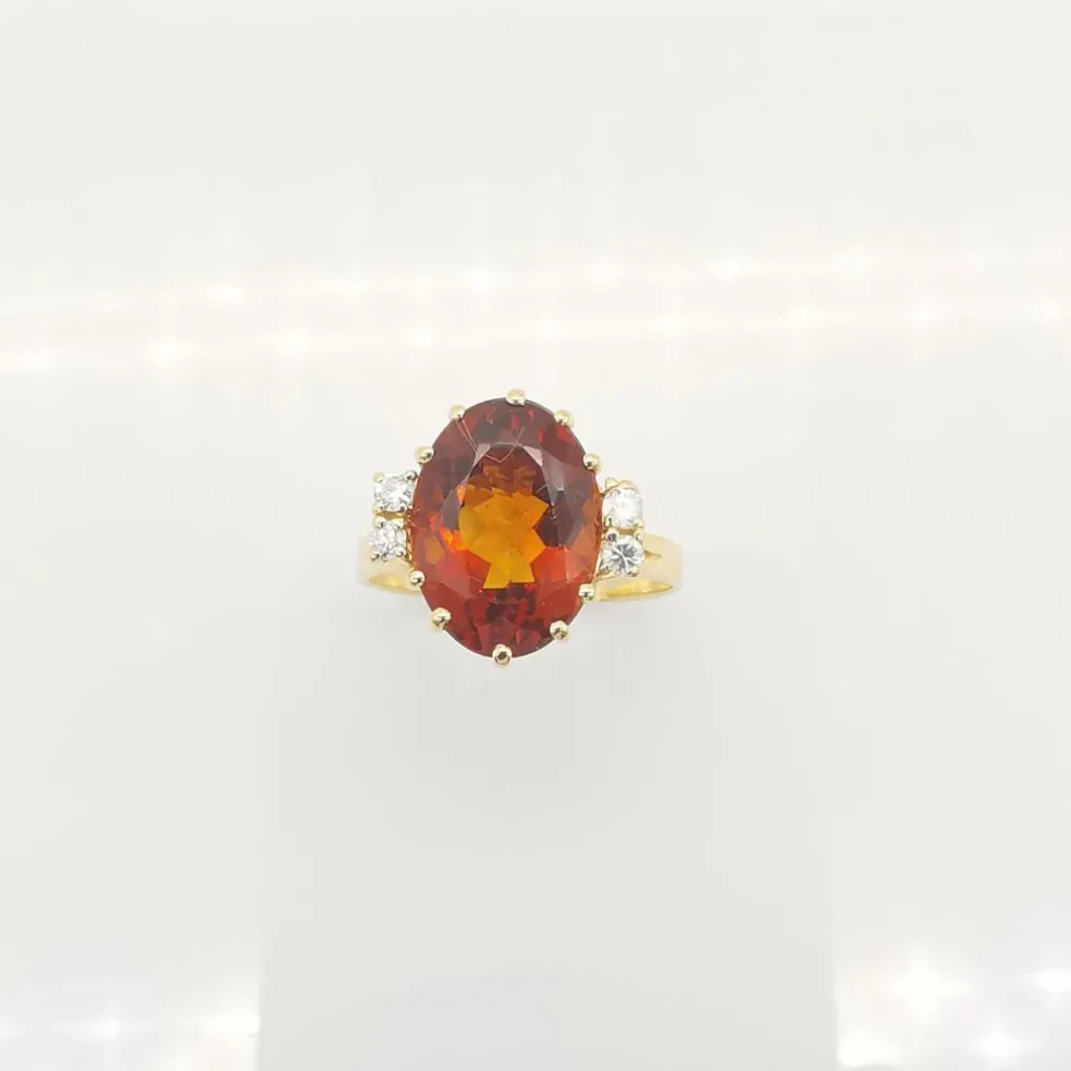 Bague or jaune citrine et diamants