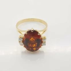 Bague or jaune citrine et diamants