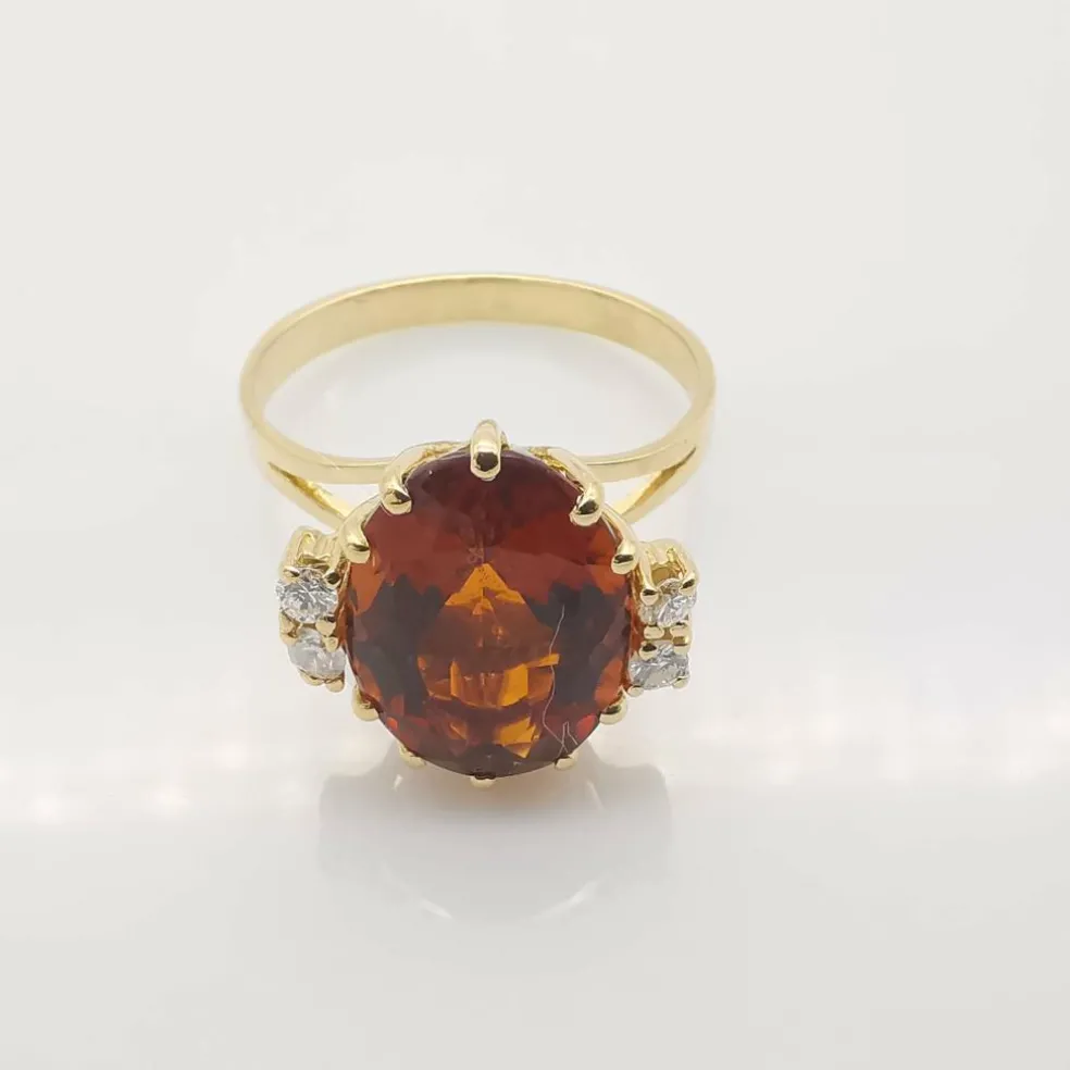 Bague or jaune citrine et diamants