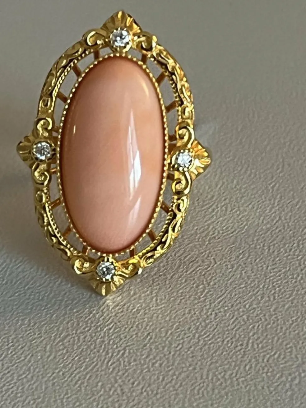 Bague Or Jaune Corail Diamants