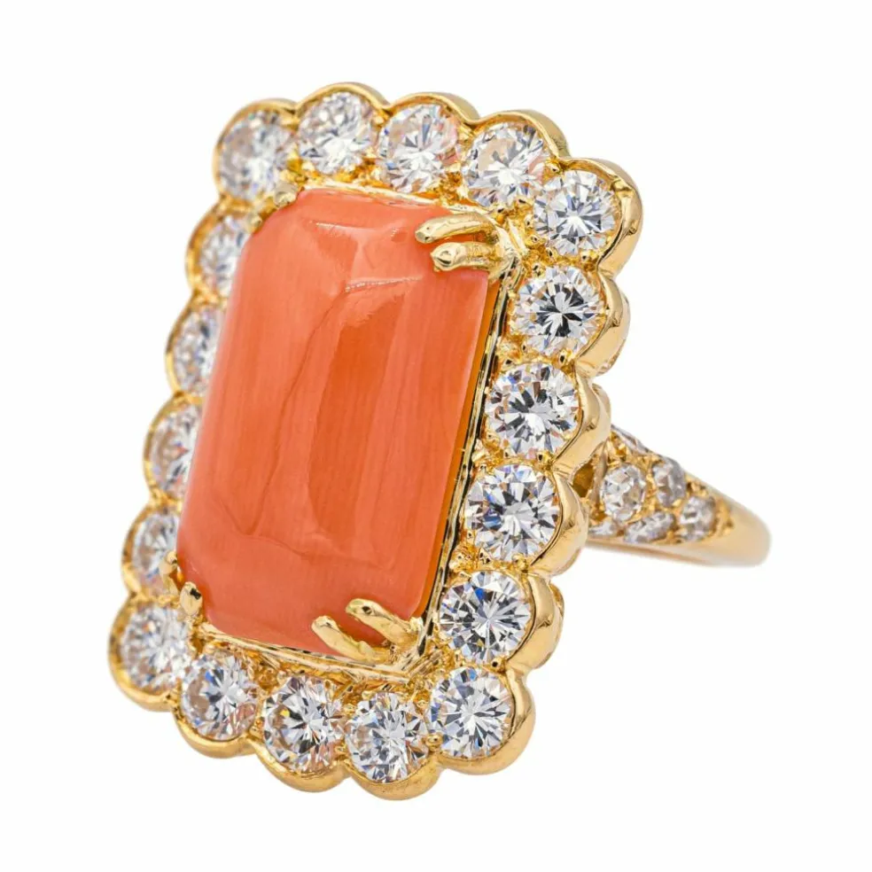 Bague Or jaune Corail, Diamant