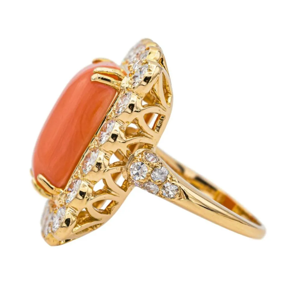 Bague Or jaune Corail, Diamant