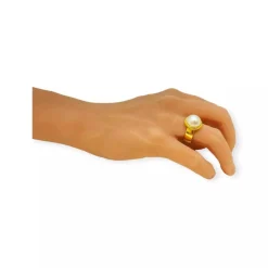 Bague or jaune demi perle