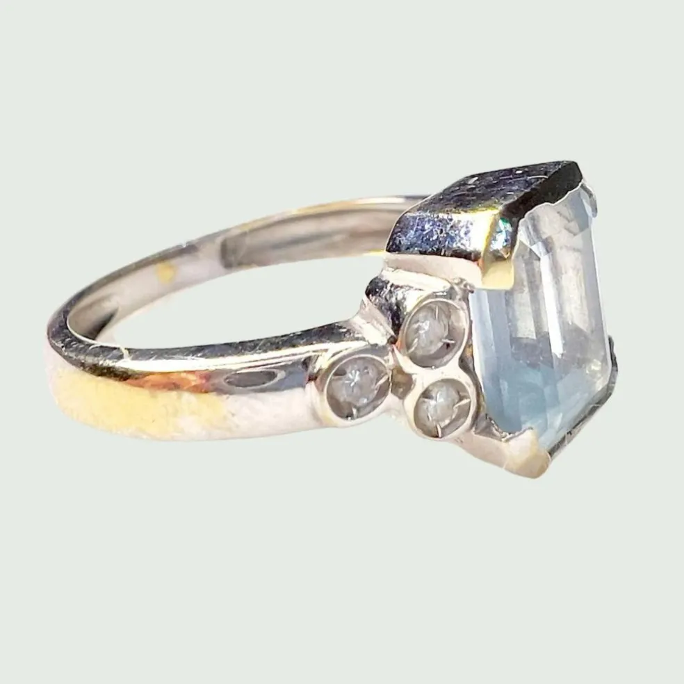 Bague Or jaune Diamant Aigue-marine