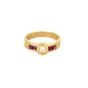 Bague or jaune, diamant et rubis de syhtèse calibrés