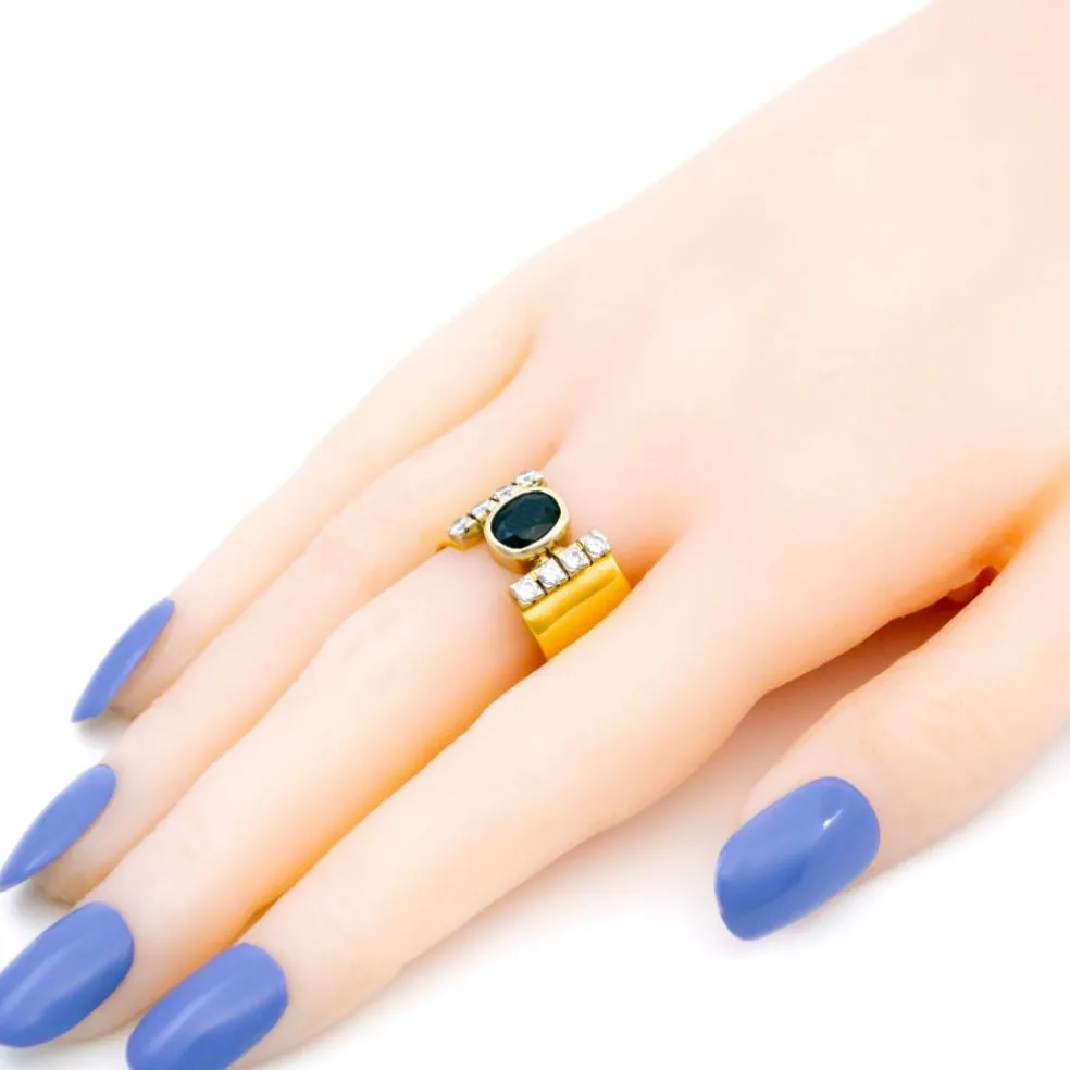 Bague or jaune diamant et saphir