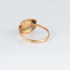 Bague or jaune diamant et jaspe sanguin