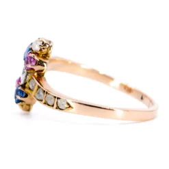 Bague Or jaune Diamant Perle Rubis Saphir