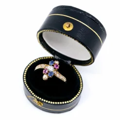 Bague Or jaune Diamant Perle Rubis Saphir