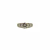 Bague or jaune, diamant rond et diamants baguettes