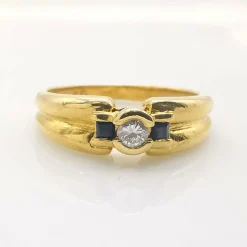 Bague or jaune diamant saphirs