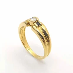 Bague or jaune diamant saphirs