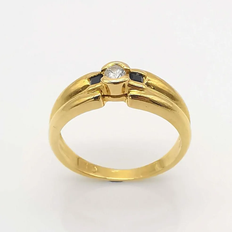Bague or jaune diamant saphirs