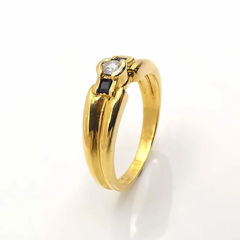 Bague or jaune diamant saphirs