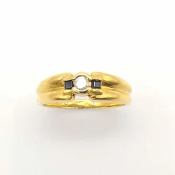 Bague or jaune diamant saphirs