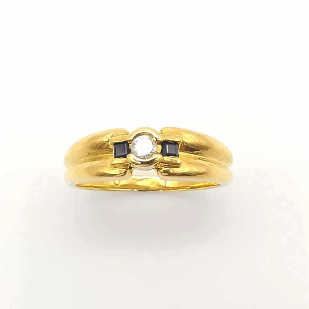 Bague or jaune diamant saphirs