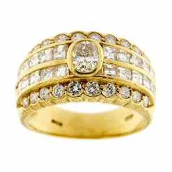 Bague or jaune diamants