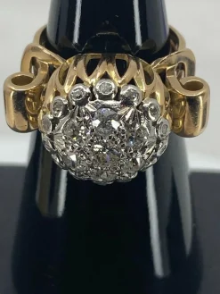 Bague or jaune,, diamants