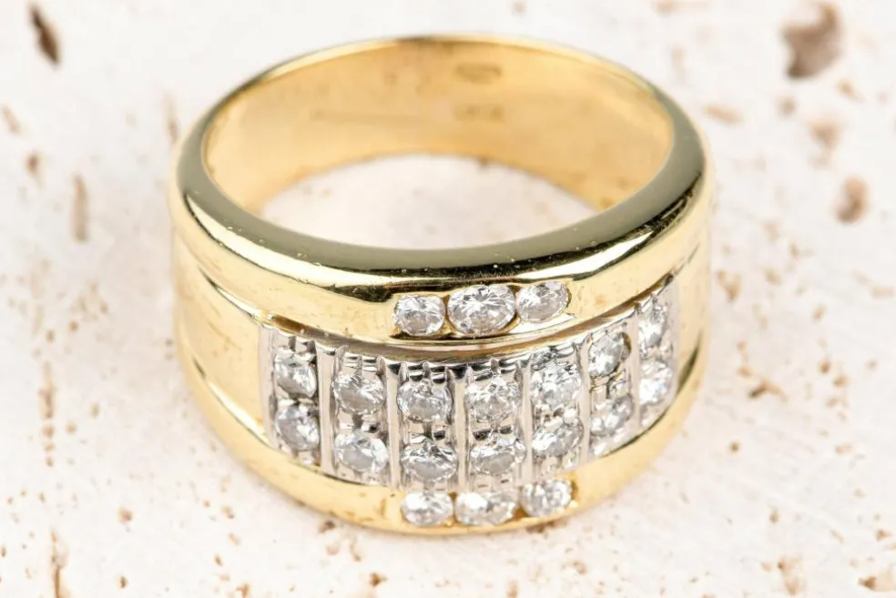 Bague or jaune diamants
