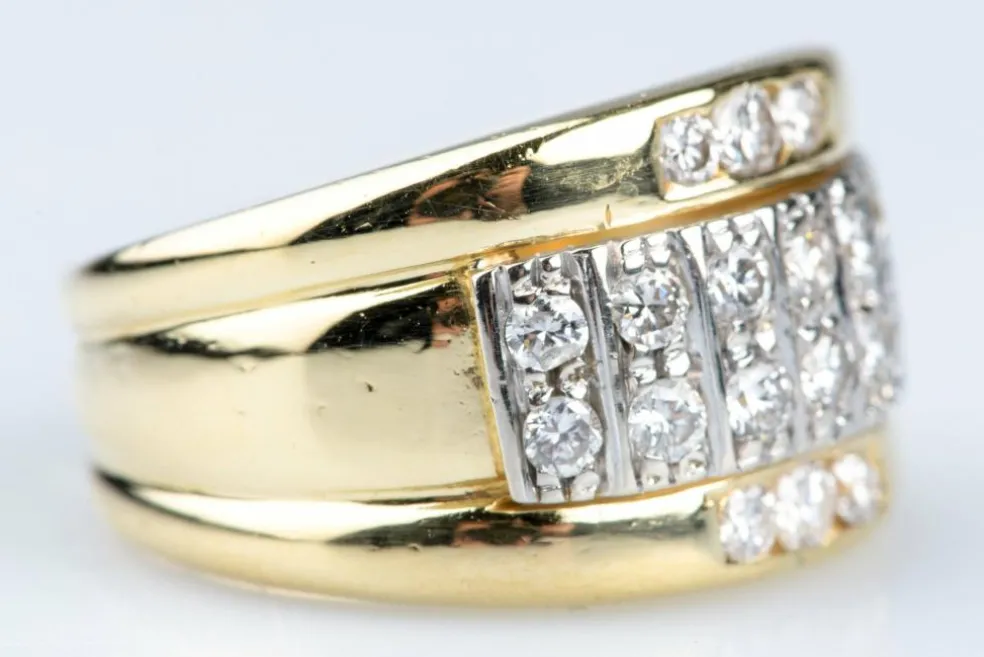 Bague or jaune diamants