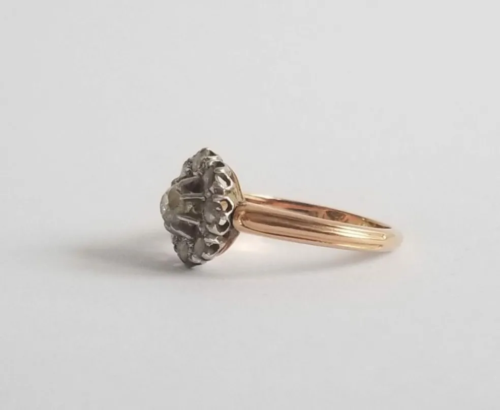 Bague or jaune diamants anciens