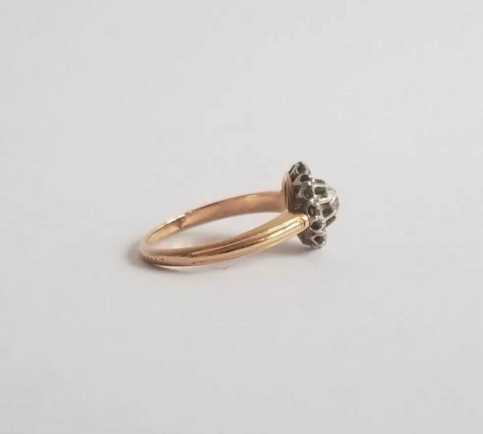 Bague or jaune diamants anciens